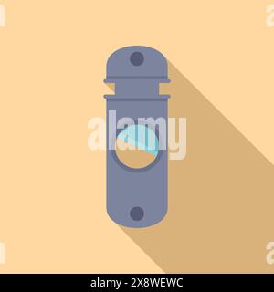 Vektorillustration eines klassischen Teleskops im flachen Design-Stil, mit einem Schatten auf beigefarbenem Hintergrund Stock Vektor