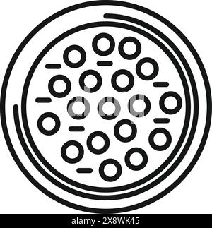 Vereinfachte Vektor-Illustration einer Peperoni-Pizza in Schwarzweiß, ideal für Menüs und Apps Stock Vektor