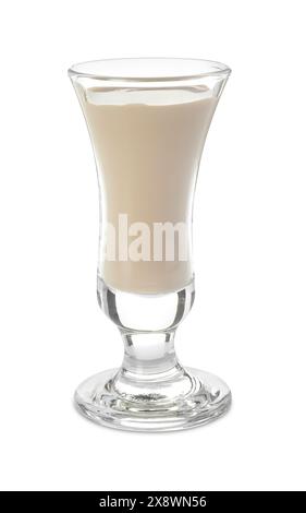 Ein Glas Kaffeesahne, isoliert auf weiß Stockfoto