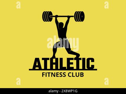Vektor-Illustration einer sportlichen Figur, die trainiert, ideal für ein Fitness-Studio-Logo. Perfekt, um Stärke und Einsatzbereitschaft zu demonstrieren Stock Vektor