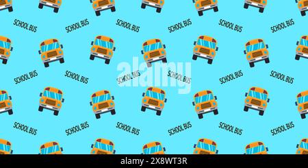 Muster mit einem gelben Schulbus. Zurück zur Schule Vektormuster. Stock Vektor