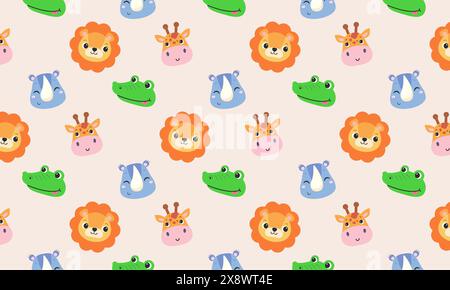 Süßes Muster mit afrikanischen Tieren. Design für Kinder. Vektorabbildung. Stock Vektor