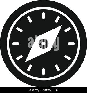 Vereinfachte Vektordarstellung eines Kompasses in Schwarzweiß Stock Vektor