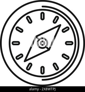 Schwarz-weiße Vektor-Illustration eines minimalistischen Kompasses im Linienart-Stil Stock Vektor