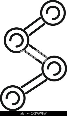 Eine einfache lineare Darstellung von drei miteinander verbundenen Zahnrädern in minimalistischem Schwarz-weiß-Stil Stock Vektor
