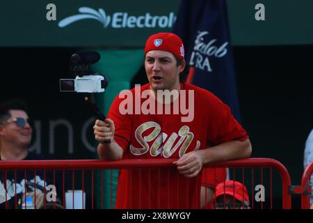 Boca Del Rio, Veracruz, Mexiko. Mai 2024. Trevor Bauer #96 vom South Zone Team, der während des jährlichen Batting-Wettbewerbs „Home Run Derby“ der Mexican Baseball League (LMB) im Beto Avila Stadium in Veracruz aufgenommen wurde. (Kreditbild: © Carlos Santiago/eyepix via ZUMA Press Wire) NUR REDAKTIONELLE VERWENDUNG! Nicht für kommerzielle ZWECKE! Quelle: ZUMA Press, Inc./Alamy Live News Stockfoto