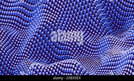 Leinwandwellen kleiner Kugeln. Design. 3D-metallische leuchtende Perlen bewegen sich nach oben und unten. Stockfoto