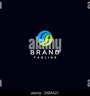 Der Anfangsbuchstabe LF dreht sich harmonisch innerhalb des Zen-Symbols. Rotierende Buchstaben L und F im Yin Yang-Symbol. Stock Vektor