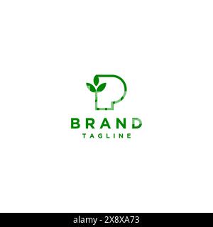 Blattsymbol an der Seite der Initialen Letter P Logo Vorlage. Einfaches Logo mit Buchstabe P und Leaf Icon. Stock Vektor