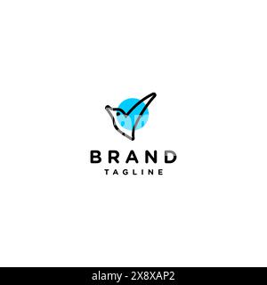Einfaches Design Mit Vogel-Förmigem Checklisten-Logo. Logo-Vorlage über Identifikation, Suche nach etwas mit der Natur illustriert mit Vogel Stock Vektor