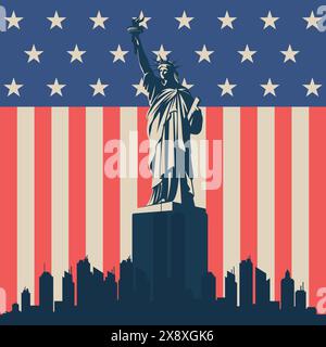 vereinigte staaten Amerika und die Statue der Freiheitsvektoren Stock Vektor