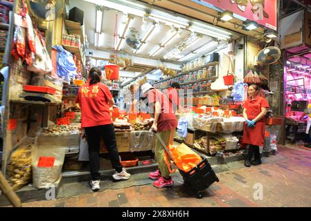 Die lebhaften Märkte in Sham Shui Po, Kowloon, Hongkong. Stockfoto