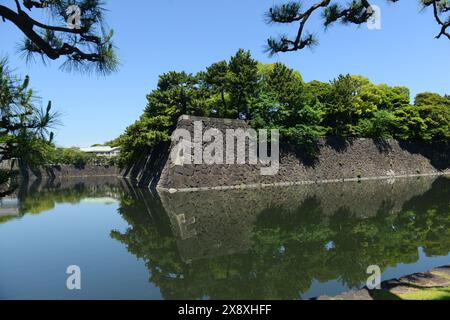 Der Graben um den Kaiserpalast in Chiyoda, Tokio, Japan. Stockfoto