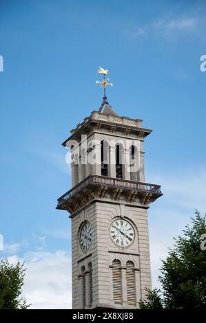 The Clock Tower, Caledonian Park, Islington, London, UK – der Clock Tower wurde 1855 erbaut und war das Zentrum des Metropolitan Meat Market. Stockfoto