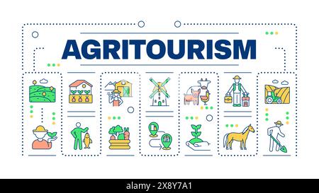 Agrotourismus-Wortbegriff isoliert auf weiß Stock Vektor