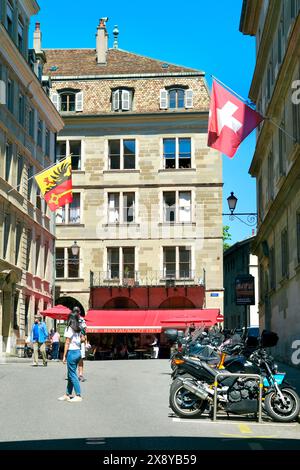 Schweiz, Kanton Genf, Genf, Altstadt, Grand-Rue, café-Restaurant des Hôtel de Ville Stockfoto