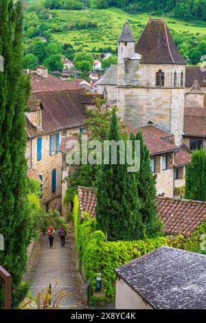 Frankreich, Lot, Figeac auf der Via Podiensis, einer der Pilgerrouten nach Santiago de Compostela oder GR 65 (UNESCO-Weltkulturerbe), Turm des Merc Stockfoto