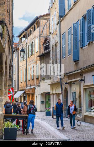 Frankreich, Lot, Figeac auf der Via Podiensis, einer der Pilgerrouten nach Santiago de Compostela oder GR 65 (UNESCO-Weltkulturerbe), Gasse der Hist Stockfoto