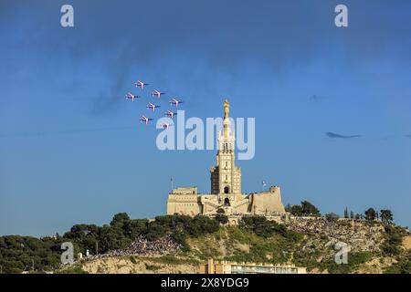 Frankreich, Bouches du Rhone, Marseille, Olympische Sommerspiele 2024, Ankunft der olympischen Flamme an Bord der Dreimastmaschine Le Belem am 8. Mai 2024 auf der Le Bele Stockfoto