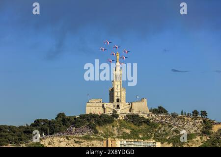 Frankreich, Bouches du Rhone, Marseille, Olympische Sommerspiele 2024, Ankunft der olympischen Flamme an Bord der Dreimastmaschine Le Belem am 8. Mai 2024 auf der Le Bele Stockfoto