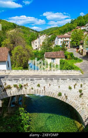 Frankreich, Lot, Saint Gery-Vers, Etappe auf dem Rocamadour-Weg (GR 46), Variante des Weges Le Puy (oder Via Podiensis) in Richtung Santiago de Compostela Stockfoto