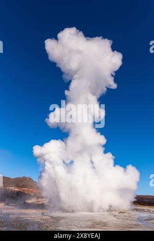 Island, Sudurland, Tal Haukadalur, Geysir, Strokkur Der Geysir Stockfoto