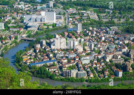 Frankreich, Isere, Grenoble, Panorama über die Stadt vom Mont Jalla (alt: 634 m) Stockfoto