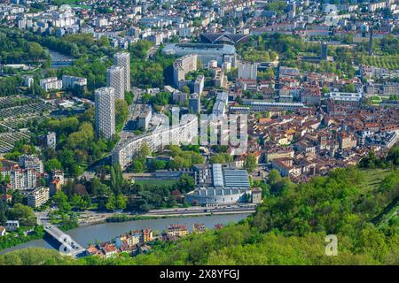 Frankreich, Isere, Grenoble, Panorama über die Stadt vom Mont Jalla (alt: 634 m) Stockfoto