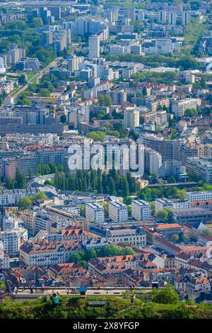 Frankreich, Isere, Grenoble, Panorama über die Stadt vom Mont Jalla (alt: 634 m) Stockfoto
