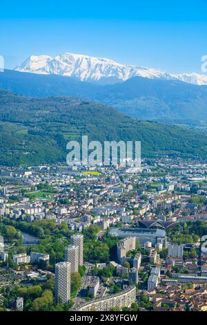 Frankreich, Isere, Grenoble, Panorama über die Stadt vom Mont Jalla (alt: 634 m) Stockfoto