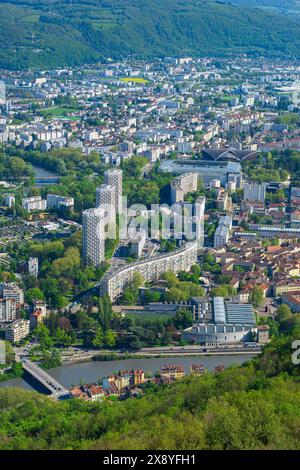 Frankreich, Isere, Grenoble, Panorama über die Stadt vom Mont Jalla (alt: 634 m) Stockfoto