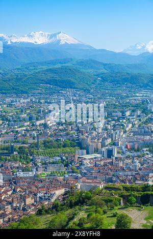 Frankreich, Isere, Grenoble, Panorama über die Stadt vom Mont Jalla (alt: 634 m) Stockfoto