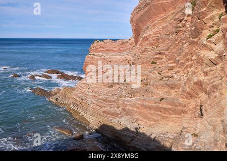 Spanien, Baskenland, Provinz Guipuzcoa (Gipuzkoa), Urola Kosta, Zumaia, Flysch-Formationen auf den Klippen von Algorri Stockfoto