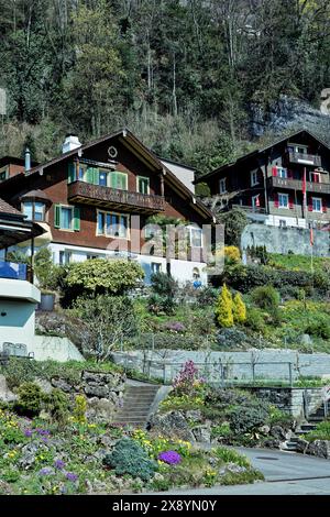 Schweiz, Kanton Luzern, Weggis, Vierwaldstättersee, Schweizer Chalet Stockfoto