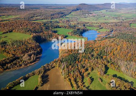 Frankreich, Jura, See Vouglans (Luftaufnahme) Stockfoto