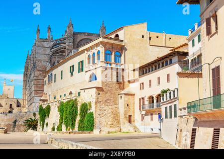 Spanien, Balearen, Mallorca, Palma de Mallorca, Blick auf das historische Viertel von Palma de Mallorca Stockfoto