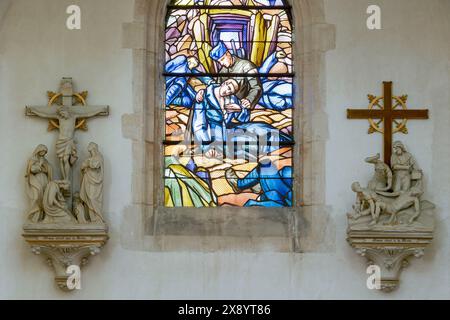 Frankreich, Meurthe et Moselle, Fey en Haye, Exaltation de la Sainte Croix (Exaltation des Holly Cross) Kirche, die zwischen 1923 und 1924 von der Coo wiederaufgebaut wurde Stockfoto