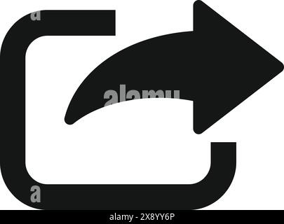 Schlichtes, aber auffälliges schwarzes Share-Symbol mit einem geschwungenen Pfeil nach rechts, isoliert auf weißem Hintergrund Stock Vektor