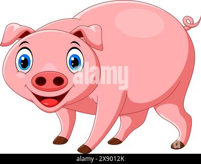 Vector Abbildung: Nettes Schwein Cartoon auf weißem Hintergrund Stock Vektor