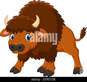 Cartoon Happy Yak isoliert auf weißem Hintergrund Stock Vektor