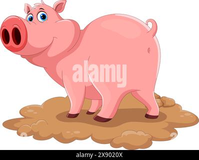 Vector Abbildung: Nettes Schwein Cartoon auf weißem Hintergrund Stock Vektor