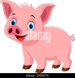 Vector Abbildung: Nettes Schwein Cartoon auf weißem Hintergrund Stock Vektor