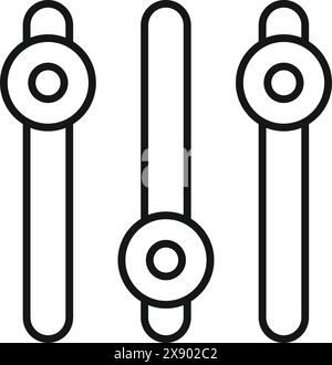 Grafische Darstellung von drei vertikalen Hebeln in einem minimalistischen Linienstil Stock Vektor