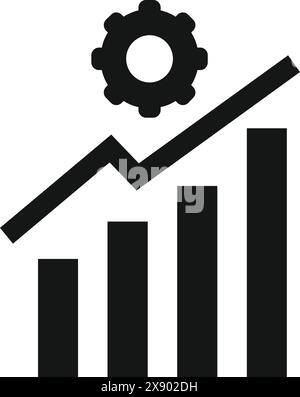 Vector Industrial Growth Concept Symbol mit Zahnrad. Trenddiagramm nach oben. Und Verbesserungsdiagramm für Geschäftserfolg und Fortschritt in der Produktionsproduktivität und Wirtschaftsstatistik Stock Vektor