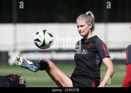 Tubize, Belgien. Mai 2024. Die belgische Justine Vanhaevermaet wurde am Dienstag, den 28. Mai 2024, in Tubize während eines Trainings der belgischen Frauennationalmannschaft die Roten Flammen in Aktion gezeigt. BELGA FOTO BRUNO FAHY Credit: Belga News Agency/Alamy Live News Stockfoto