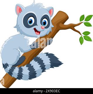 Vektor-Illustration des Cartoon netten Waschbären auf weißem Hintergrund Stock Vektor