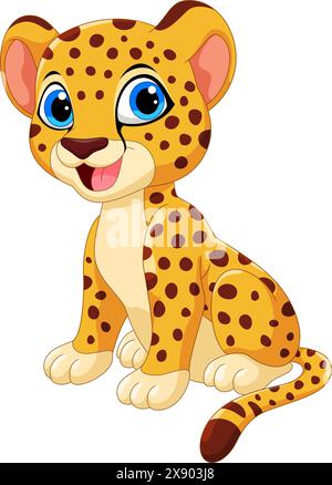 Niedlicher Baby Gepard Cartoon isoliert auf weißem Hintergrund Stock Vektor