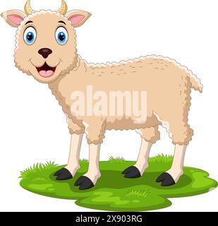 Vektor-Illustration des netten Schafs Cartoon isoliert auf weißem Hintergrund Stock Vektor
