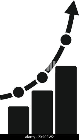 Abbildung eines schwarzen Trenddiagramms mit Aufwärtstrend, das das steigende Geschäftswachstum und den Gewinn mit einem positiven finanziellen Anstieg darstellt Stock Vektor