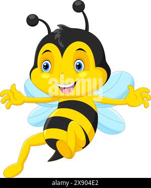 Niedliche Honigbienen-Karikatur fliegen Stock Vektor